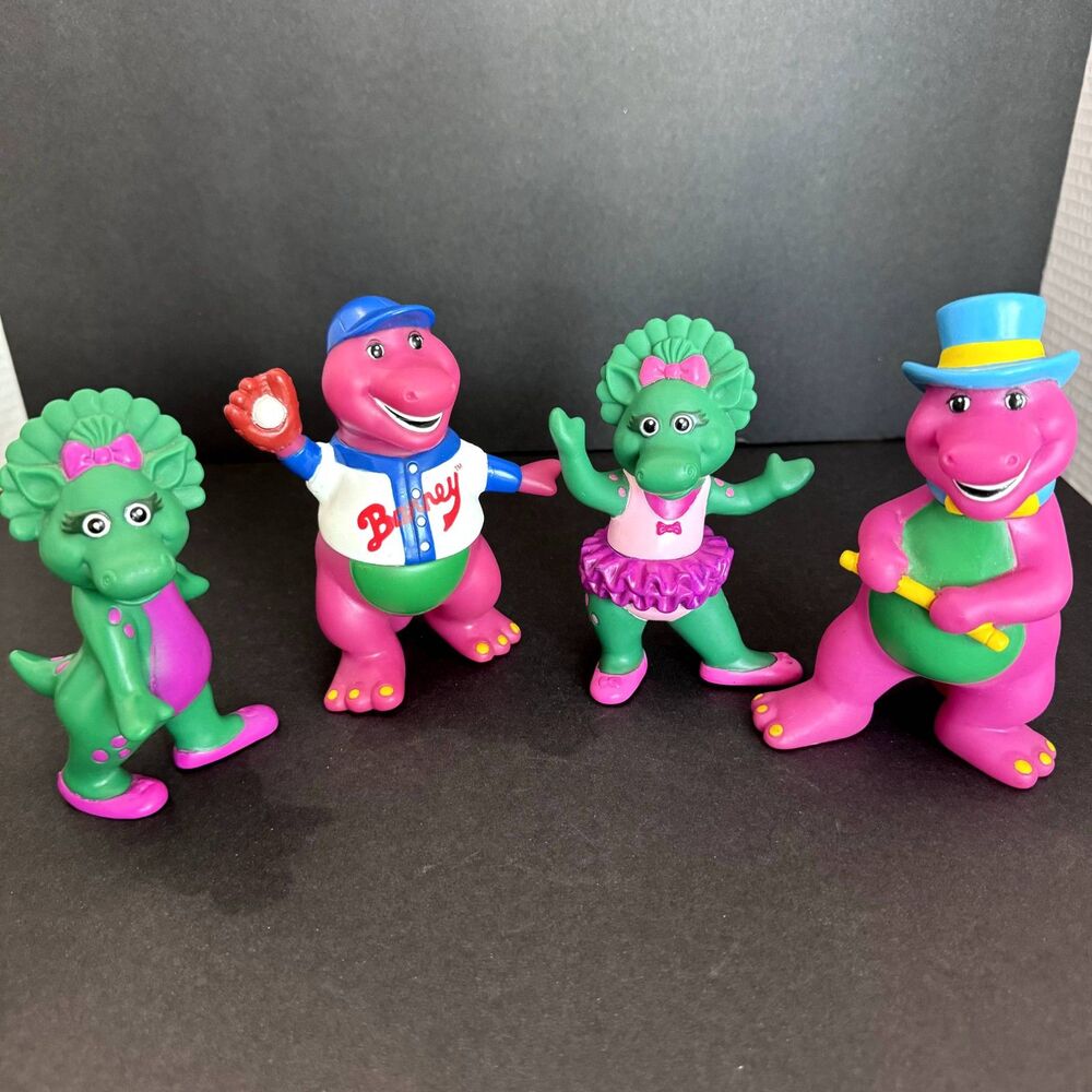 2 Barney 2 Baby Bop Vintage 1990s PVC Figure Toy Doll Lyons Group 5"